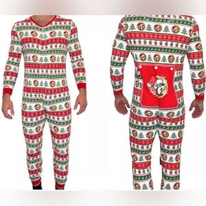 BUC-EES Youth Beaver Christmas Onesie Pajamas  Front Zip Large Family PJs Bucees
